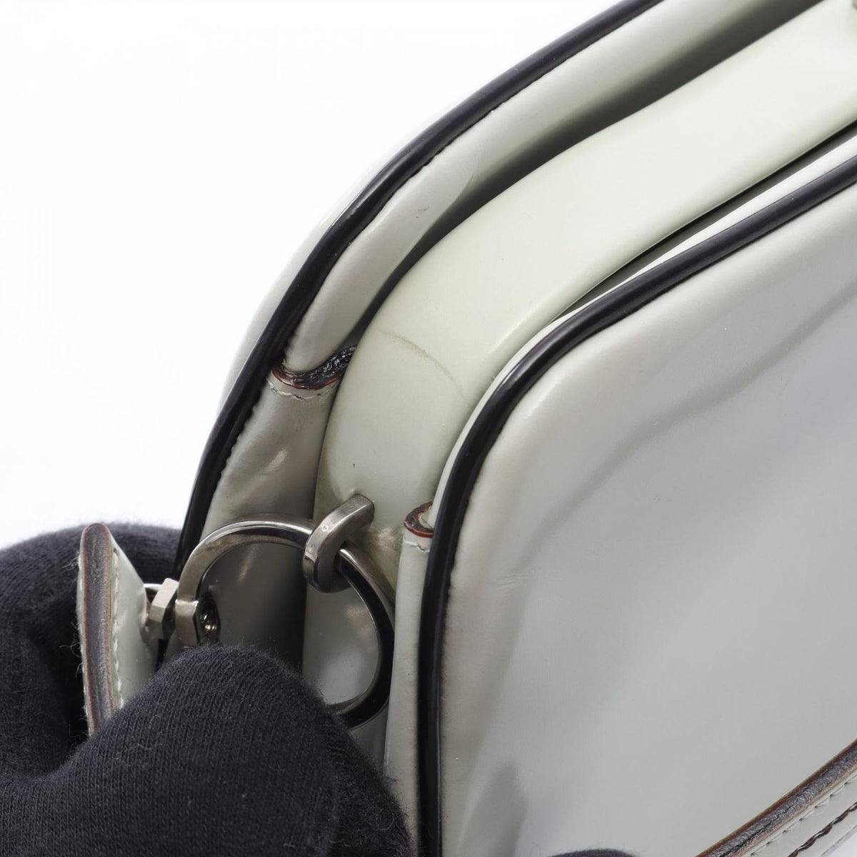 Prada Handbag Spazzolato Cuci White Leather — view 7