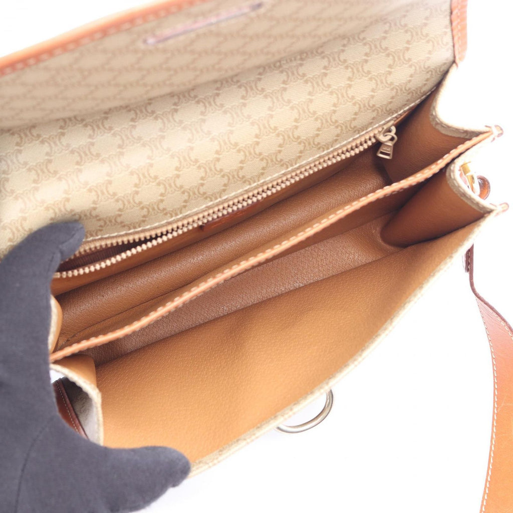 Celine Shoulder Bag Macadam Brown Leather — view 3