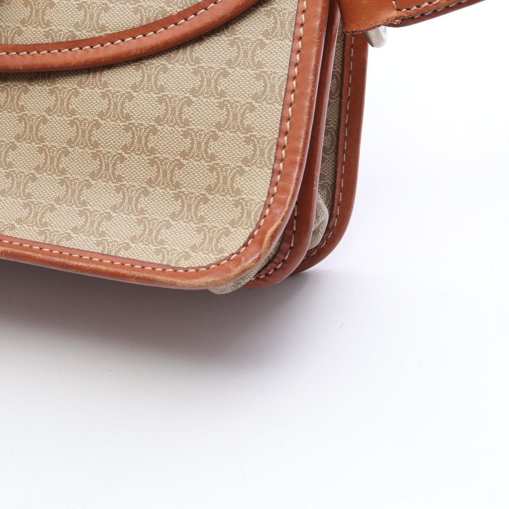 Celine Shoulder Bag Macadam Brown Leather — view 8