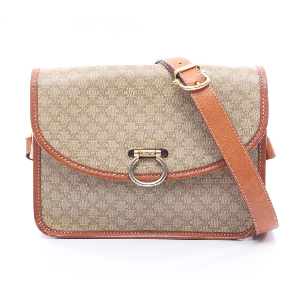 Celine Shoulder Bag Macadam Brown Leather