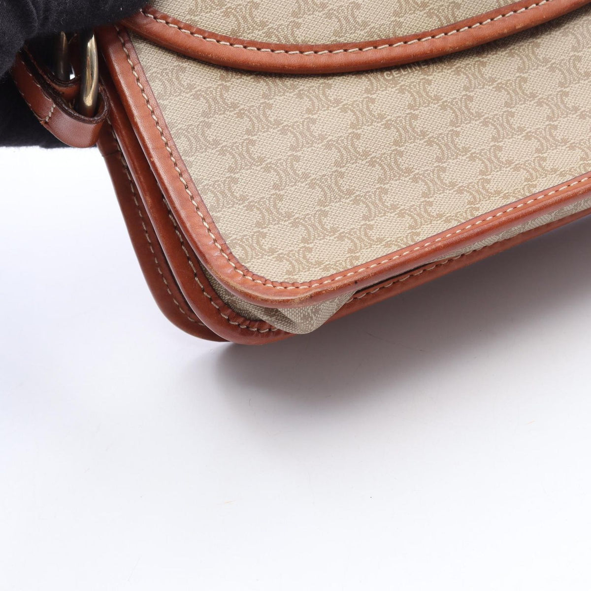 Celine Shoulder Bag Macadam Brown Leather — view 7