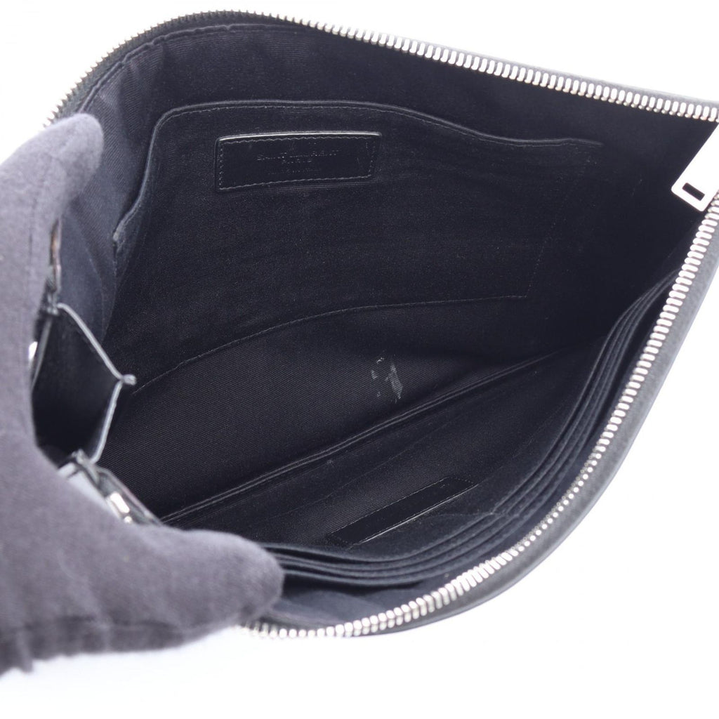 Saint Laurent Paris Clutch Mini Zip Tablet Sleeve Star Black Silver Leather — view 3