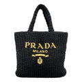 Prada Tote Bag Small Clochette Black Beige Braid