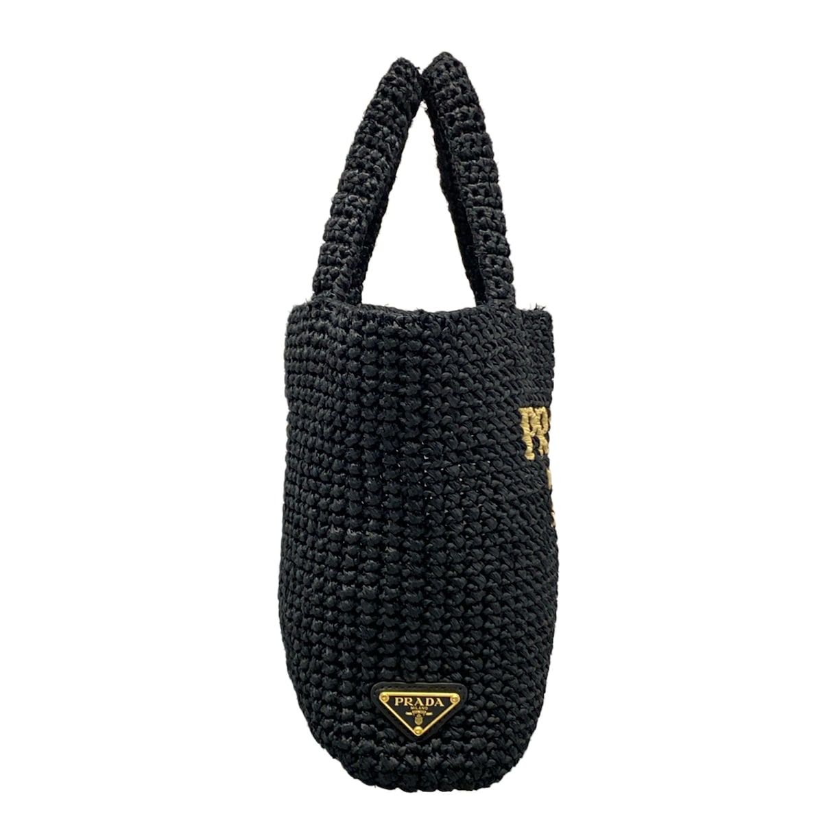 Prada Tote Bag Small Clochette Black Beige Braid — view 2