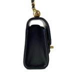 Chanel Shoulder Bag Mini Quilted Black Chain Gold Faux Pearl Lambskin — view 2