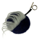 Fendi Key Holder Bag Bugs Dark Navy Ivory Multi Owl Leather Fur — view 2