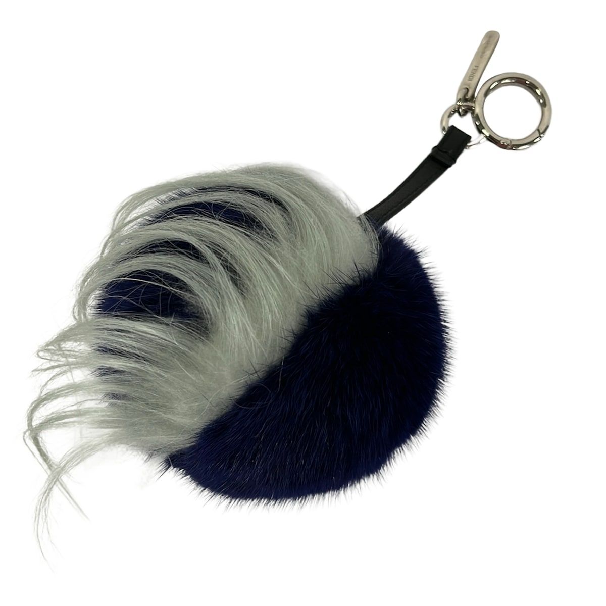 Fendi Key Holder Bag Bugs Dark Navy Ivory Multi Owl Leather Fur — view 2