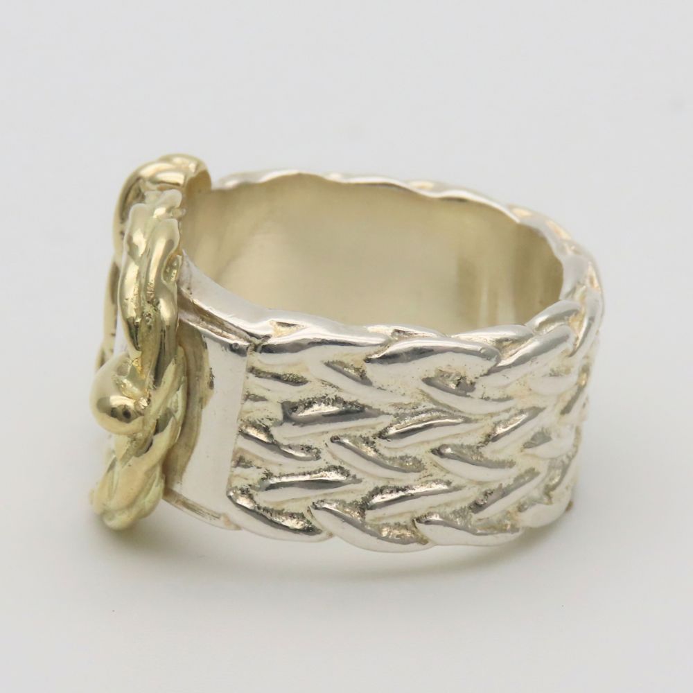 Hermes Ring Diane Silver Gold Combination Vintage Belt — view 3