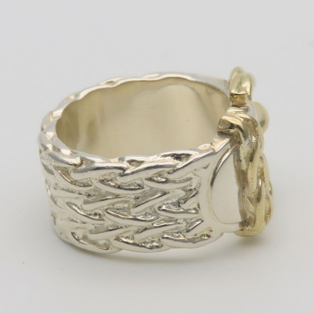 Hermes Ring Diane Silver Gold Combination Vintage Belt — view 5