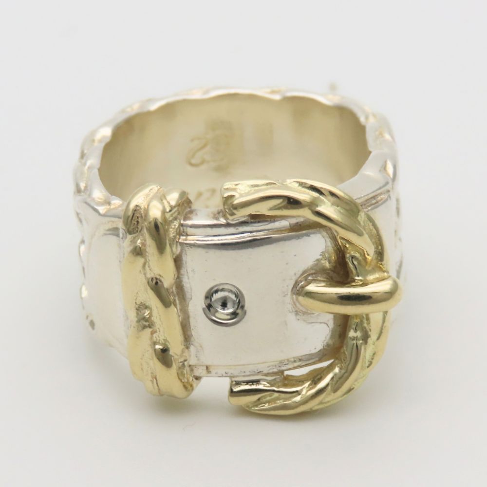 Hermes Ring Diane Silver Gold Combination Vintage Belt — view 2