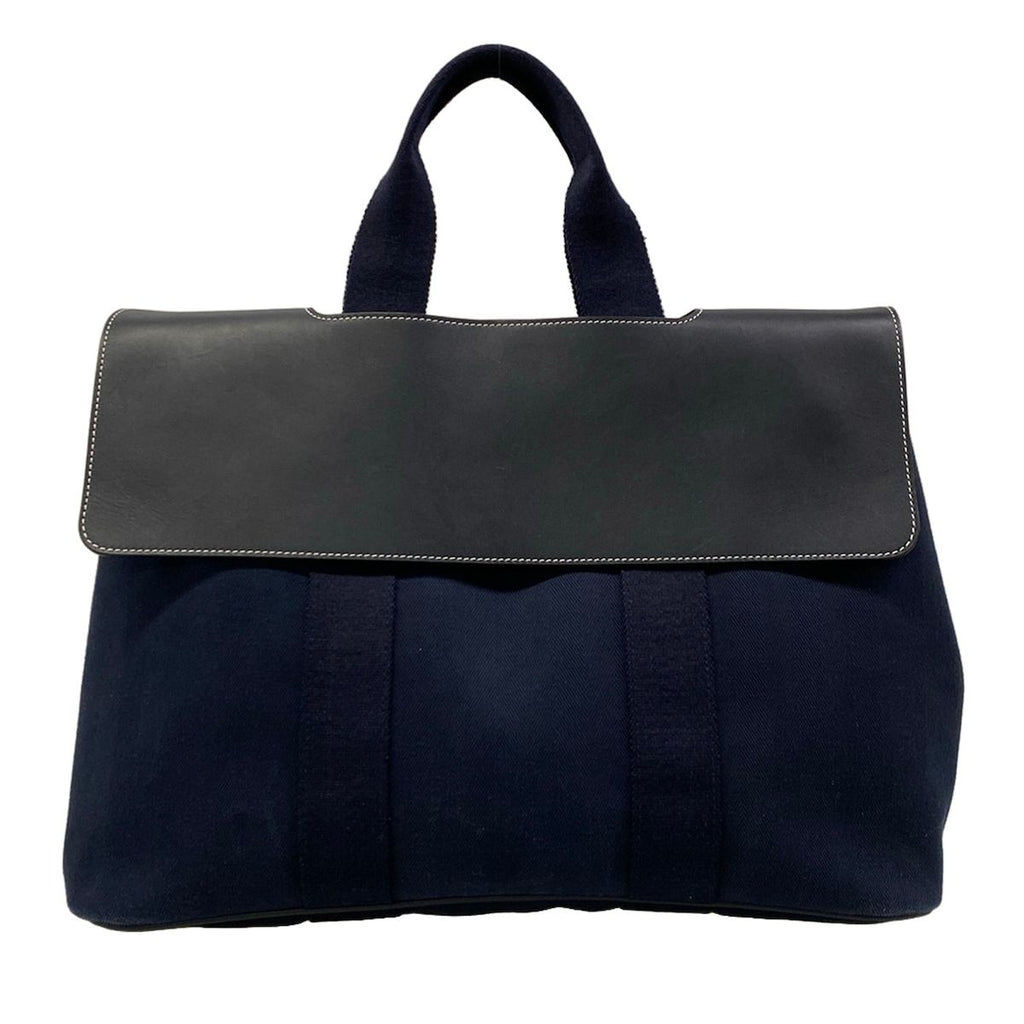 Hermes Handbag Valparaiso MM Navy Black Leather