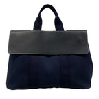 Hermes Handbag Valparaiso MM Navy Black Leather