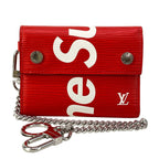 Louis Vuitton x Supreme Trifold Chain Wallet Red White Leather