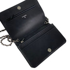 Chanel Wallet Camellia Black Embossed Chain Silver Shoulder Bag — view 3