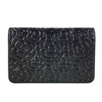 Chanel Wallet Camellia Black Embossed Chain Silver Shoulder Bag — view 2