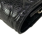 Chanel Wallet Camellia Black Embossed Chain Silver Shoulder Bag — view 8