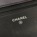 Chanel Wallet Camellia Black Embossed Chain Silver Shoulder Bag — view 6