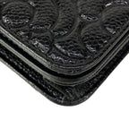 Chanel Wallet Camellia Black Embossed Chain Silver Shoulder Bag — view 7