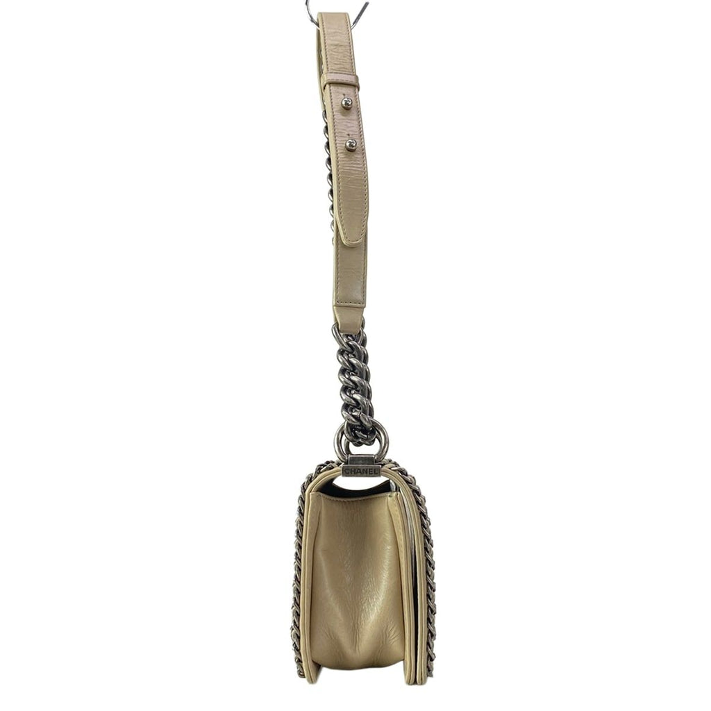 Chanel Shoulder Bag Boy Quilted Beige Chain Vintage Silver — view 2