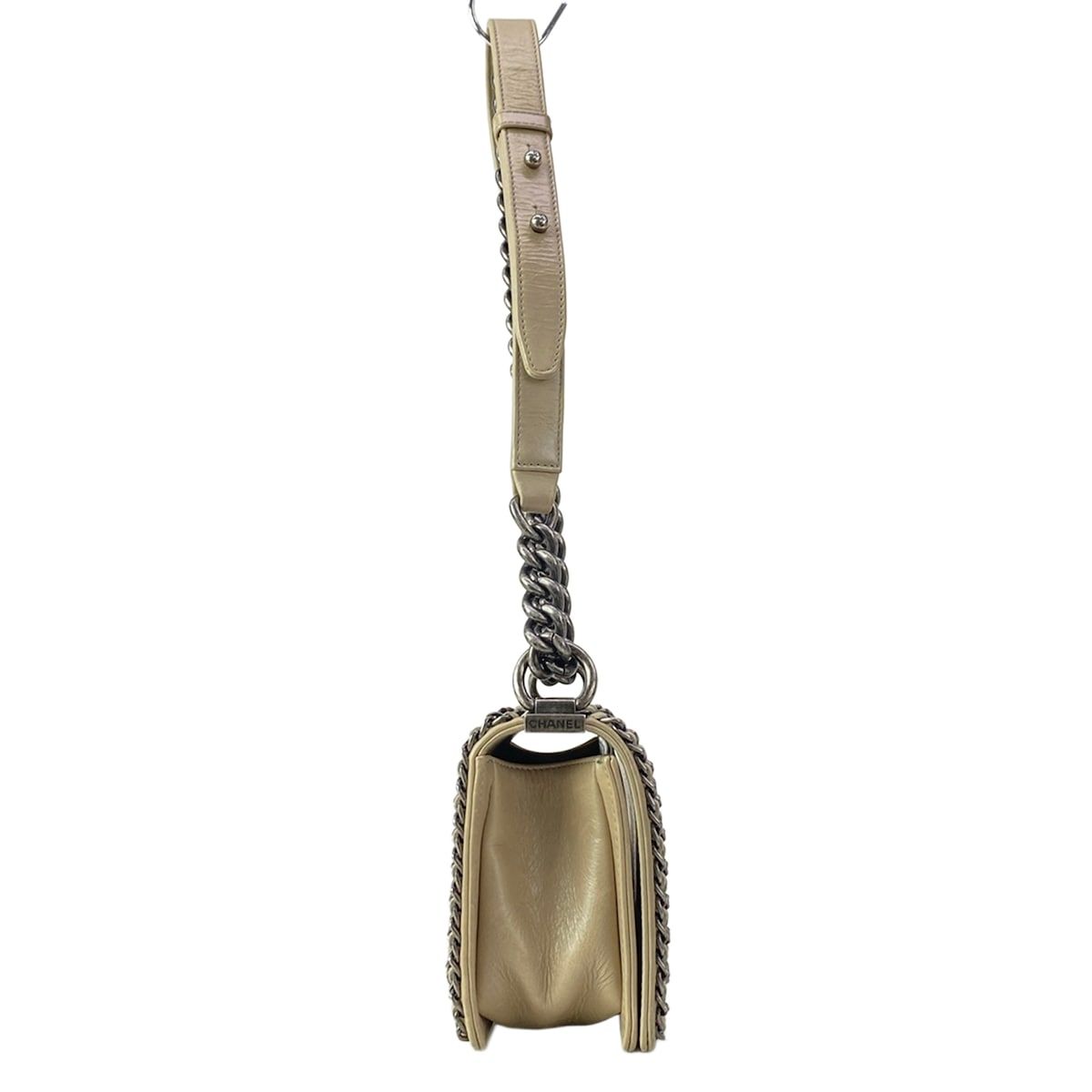 Chanel Shoulder Bag Boy Quilted Beige Chain Vintage Silver — view 2