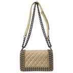 Chanel Shoulder Bag Boy Quilted Beige Chain Vintage Silver — view 3