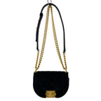Chanel Shoulder Bag Boy Quilted Black Gold