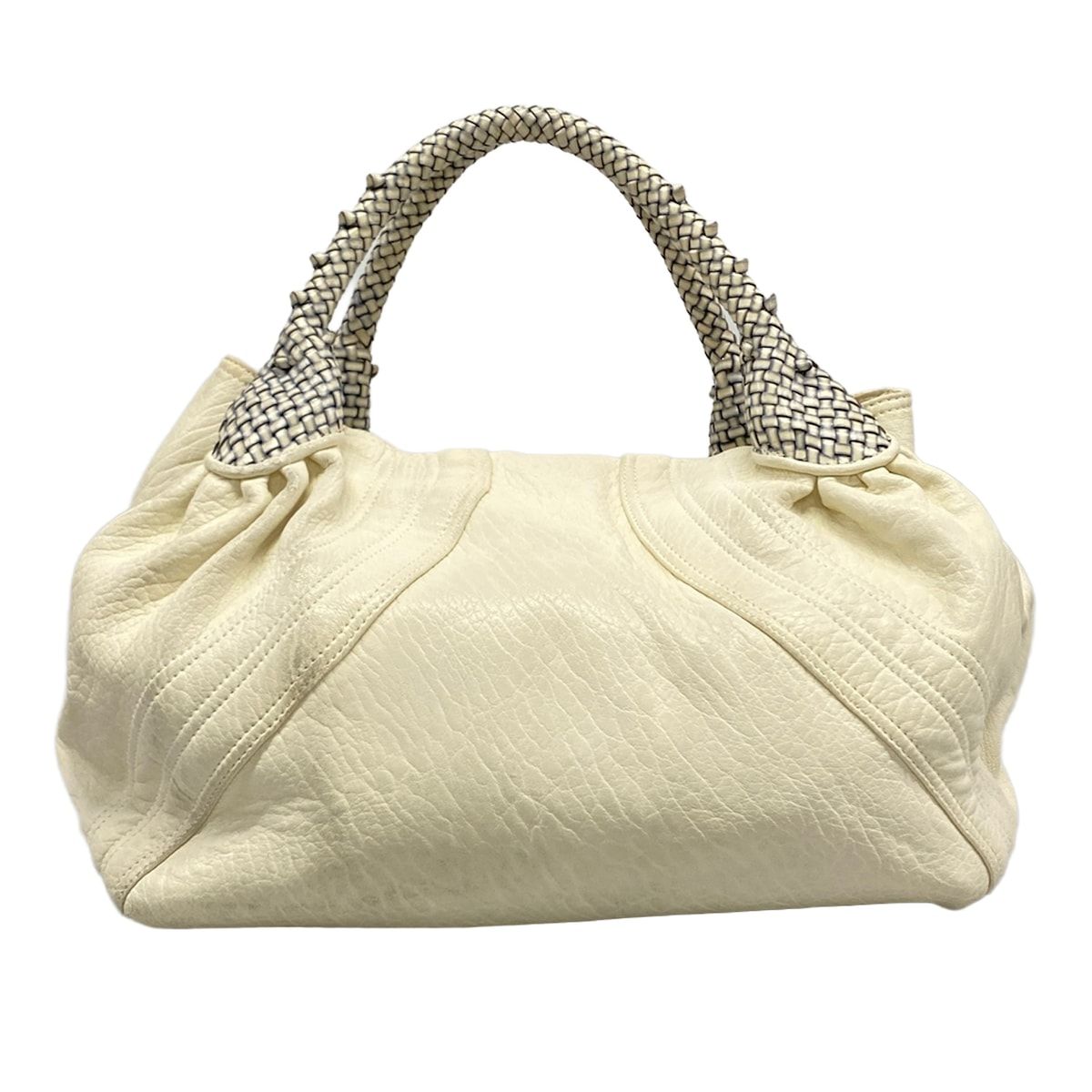 Fendi Handbag Spy Bag Ivory Navy Braided Kiss Lock Leather — view 3