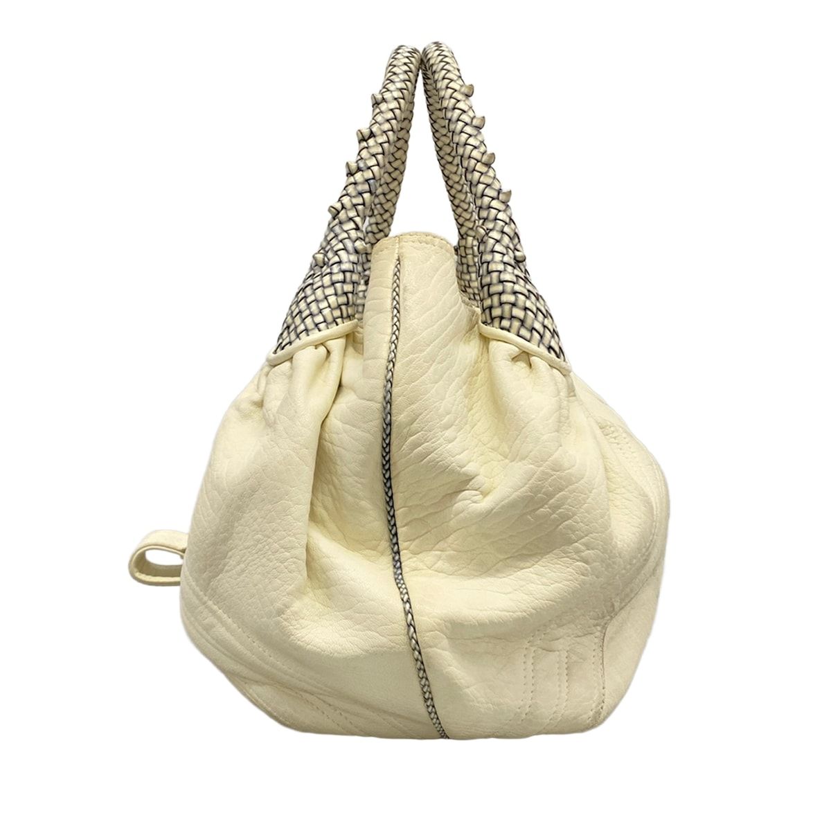 Fendi Handbag Spy Bag Ivory Navy Braided Kiss Lock Leather — view 4