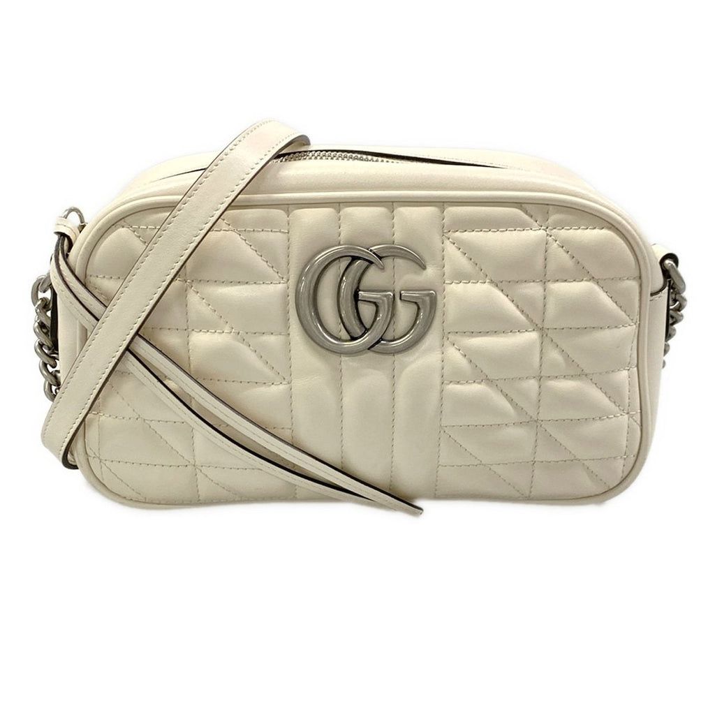 Gucci Shoulder Bag GG Marmont Ivory Chain Leather