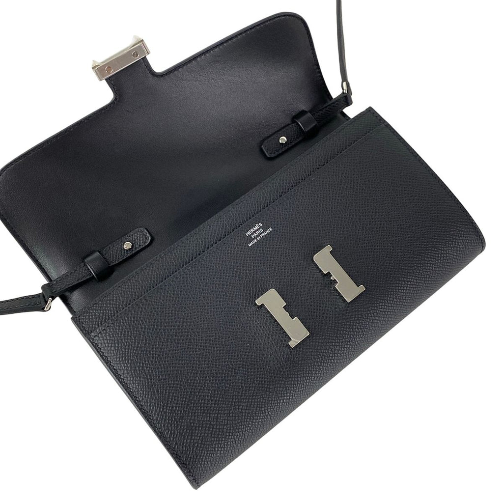 Hermes Wallet Constance to Go Black Silver — view 3