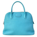 Hermes Handbag Bolide 31 Blue Atoll Silver