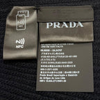 Prada Wool Cashmere Triangle Logo Plate Hat Knit Cap Navy — view 6