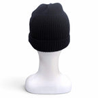 Prada Wool Cashmere Triangle Logo Plate Hat Knit Cap Navy — view 3