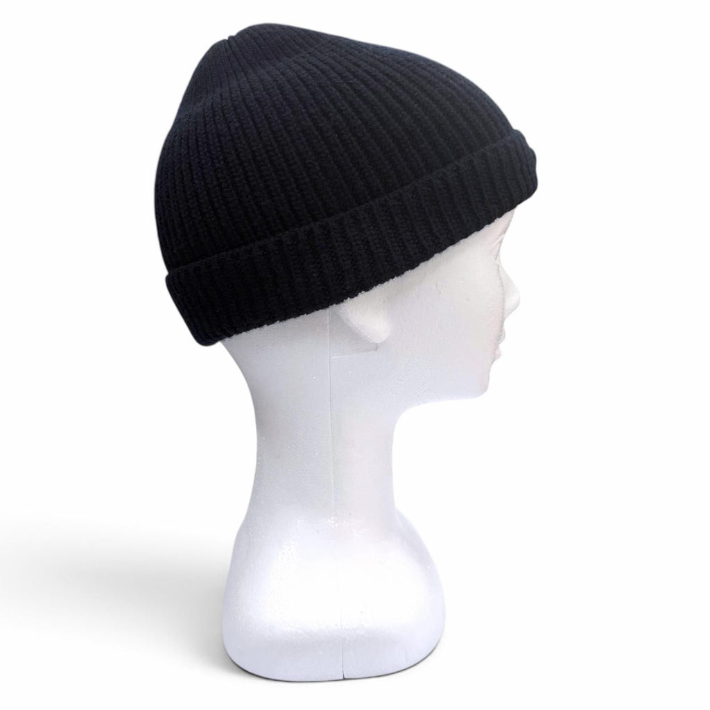 Prada Wool Cashmere Triangle Logo Plate Hat Knit Cap Navy — view 4