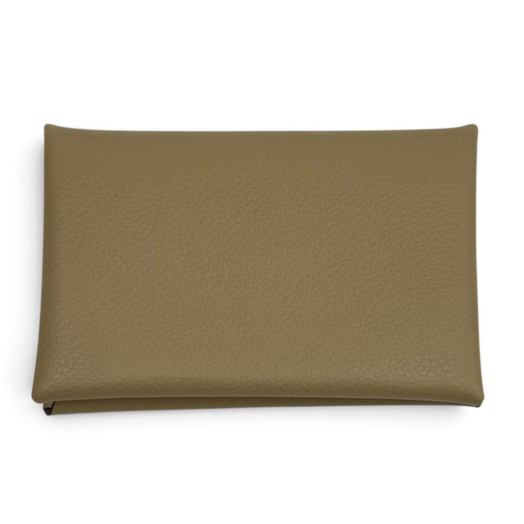 Hermes Calvi Beige Marfa Evercolor Silver Business Card Case — view 3