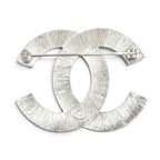 Chanel CC Logo Rhinestone Crystal Bijou Brooch Silver — view 2