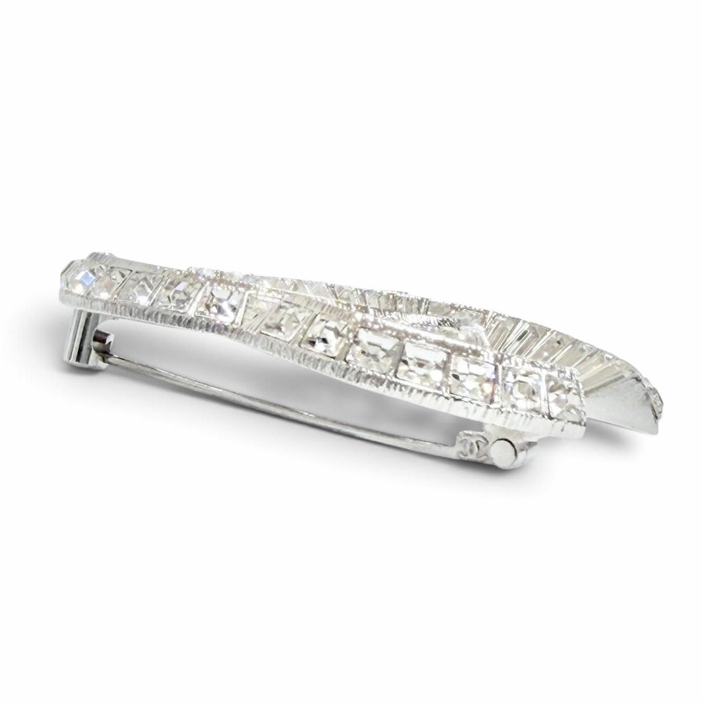 Chanel CC Logo Rhinestone Crystal Bijou Brooch Silver — view 3