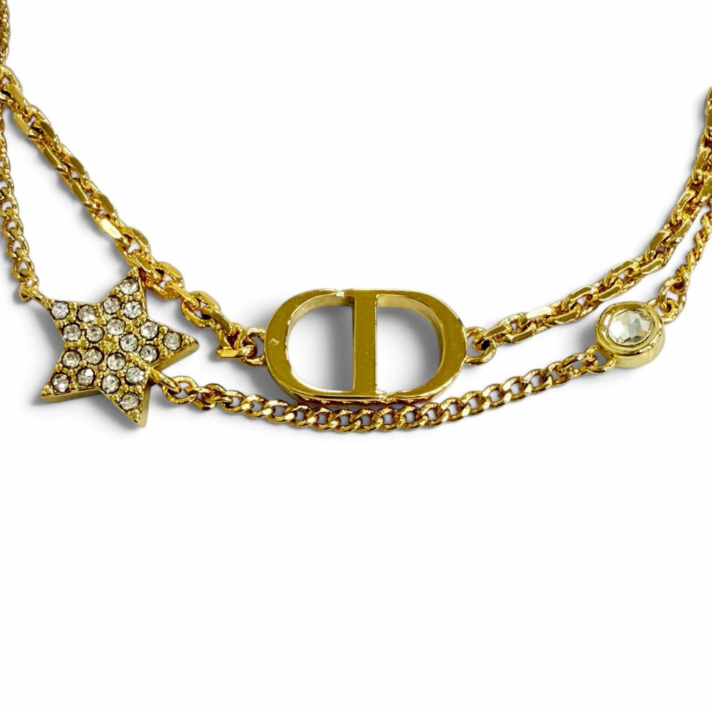 Dior Petit CD Double Bracelet Star Rhinestone Gold — view 2