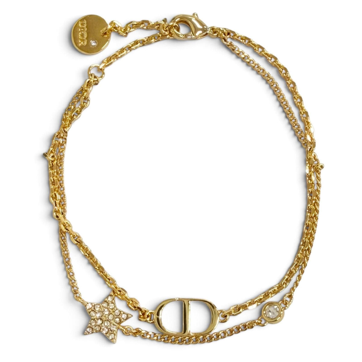 Dior Petit CD Double Bracelet Star Rhinestone Gold