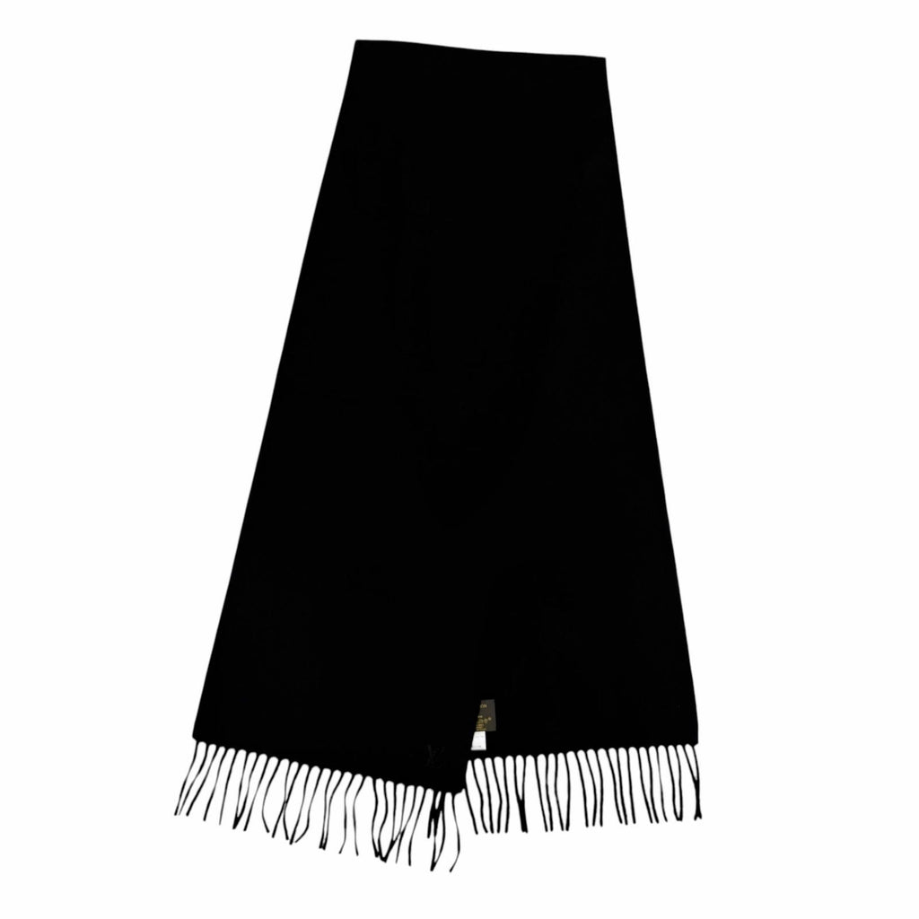 Louis Vuitton Echarpe Jhelum Cashmere 100% Noir LV Logo Embroidery Scarf — view 4