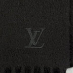 Louis Vuitton Echarpe Jhelum Cashmere 100% Noir LV Logo Embroidery Scarf — view 5