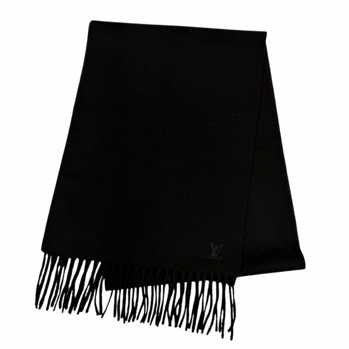 Louis Vuitton Echarpe Jhelum Cashmere 100% Noir LV Logo Embroidery Scarf