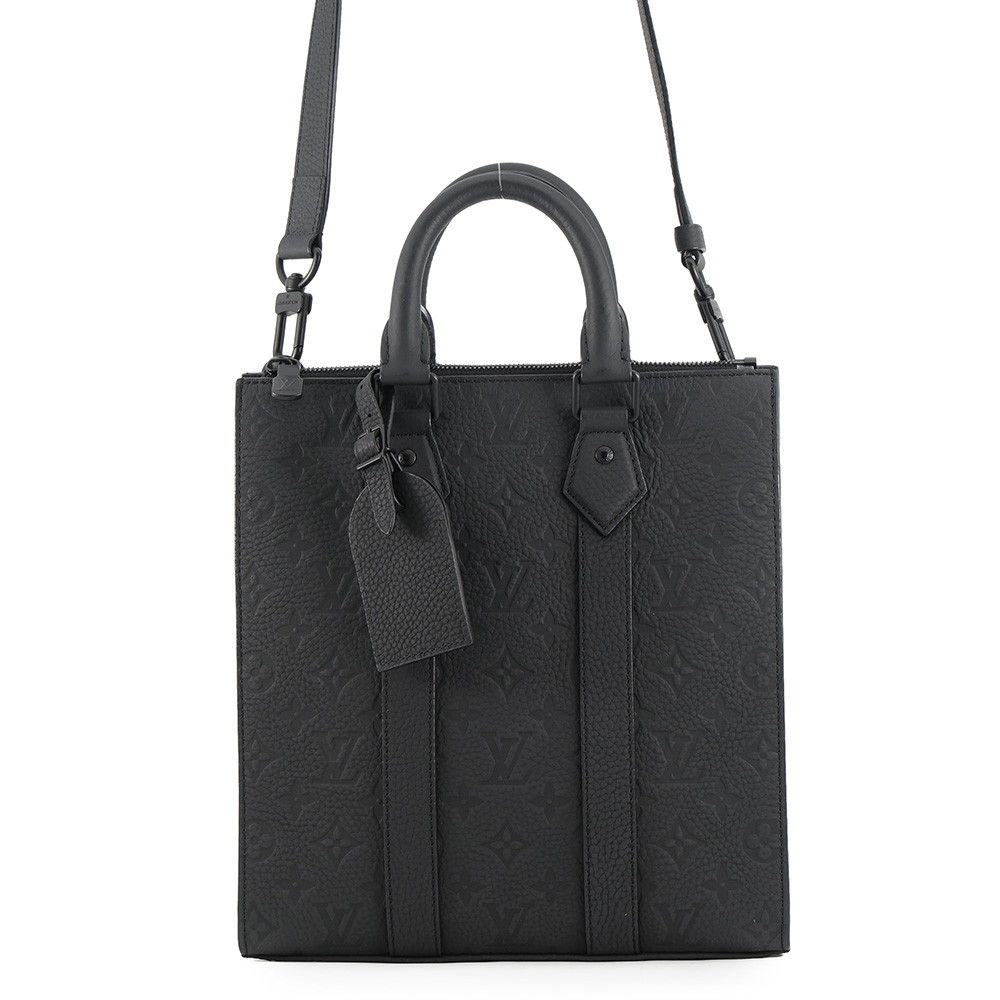 Louis Vuitton Handbag Monogram Taurillon Sac Plat Cross 2-Way Black