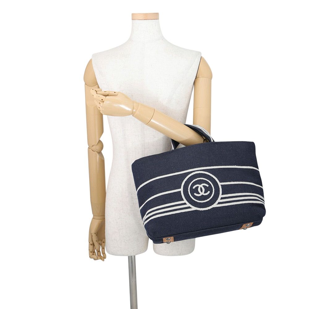 Chanel Tote CC Logo Denim Leather 2-Way Shoulder Bag — view 4