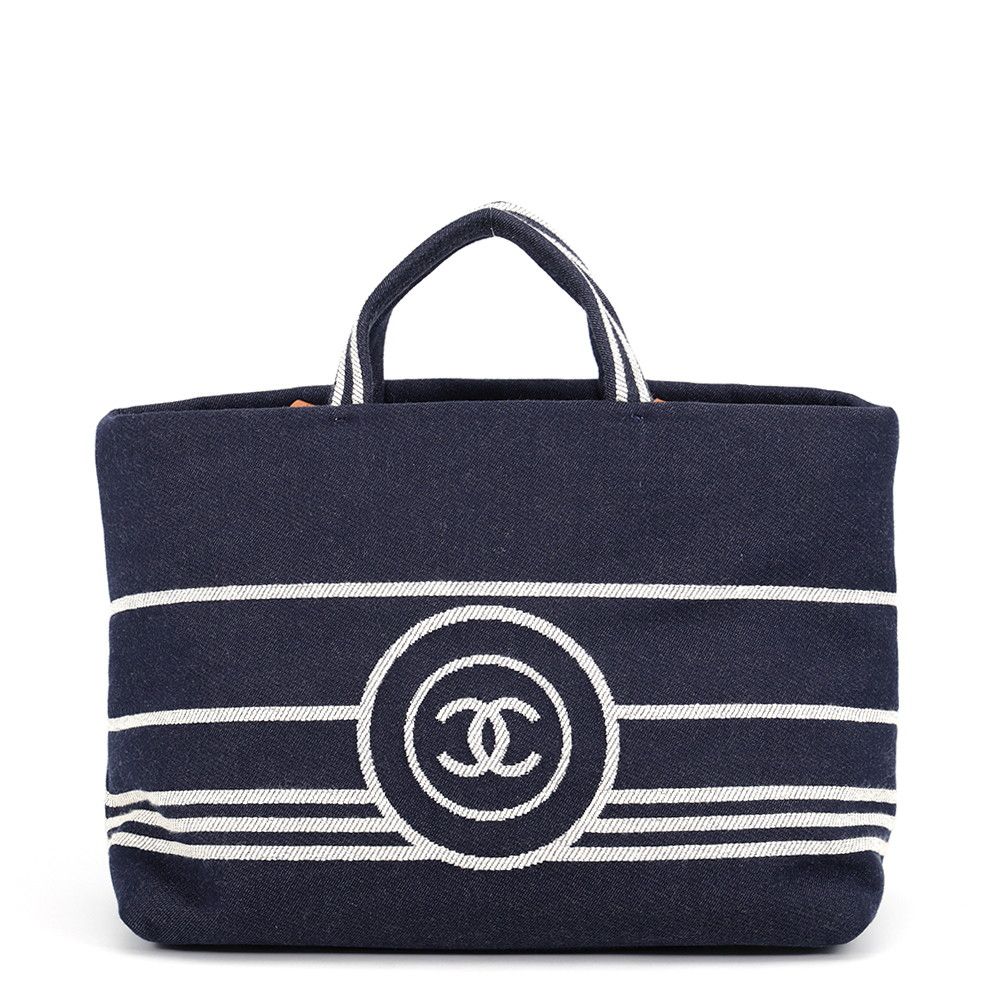 Chanel Tote CC Logo Denim Leather 2-Way Shoulder Bag