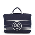 Chanel Tote CC Logo Denim Leather 2-Way Shoulder Bag