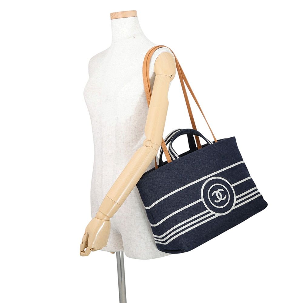 Chanel Tote CC Logo Denim Leather 2-Way Shoulder Bag — view 5