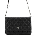 Chanel Chain Wallet Classic Quilted CC Logo Caviar Leather Black Shoulder Bag