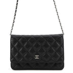 Chanel Chain Wallet Classic Quilted CC Logo Caviar Leather Black Shoulder Bag