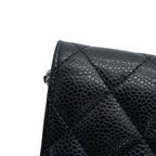 Chanel Chain Wallet Classic Quilted CC Logo Caviar Leather Black Shoulder Bag — view 8